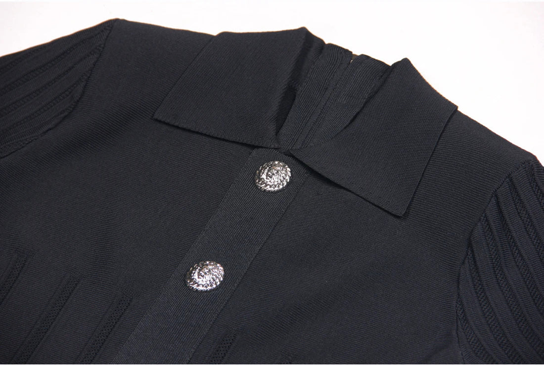 Robe Années 40 Noire Boutons - Louise Vintage