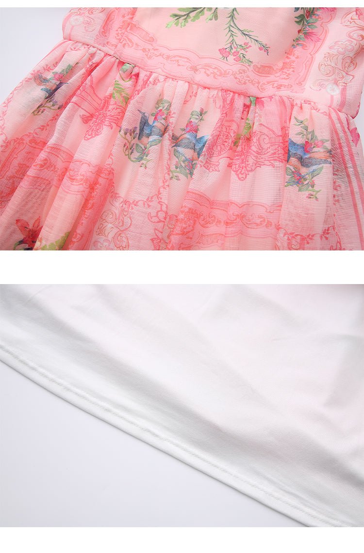 Robe Années 40 Taille Haute Rose Fleurs - Louise Vintage
