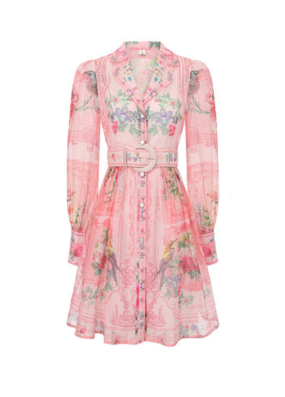Robe Années 40 Taille Haute Rose Fleurs - Louise Vintage