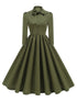 Robe Années 40 Verte Boutons - Louise Vintage