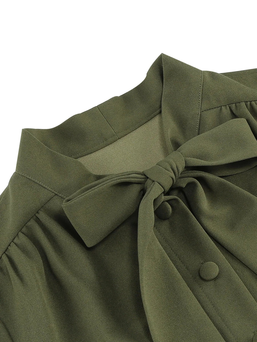 Robe Années 40 Verte Boutons - Louise Vintage