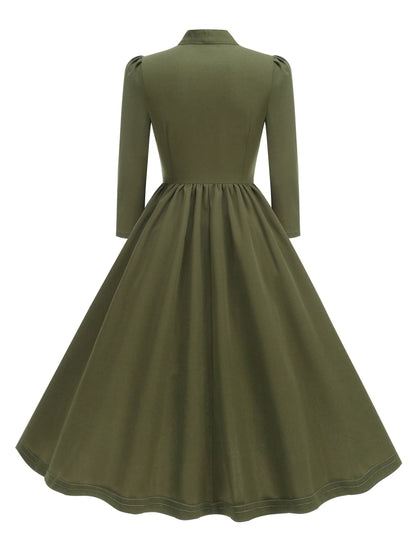 Robe Années 40 Verte Boutons - Louise Vintage