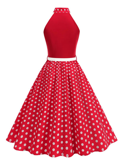 Robe Années 50 Américaine Pois Rouge - Louise Vintage