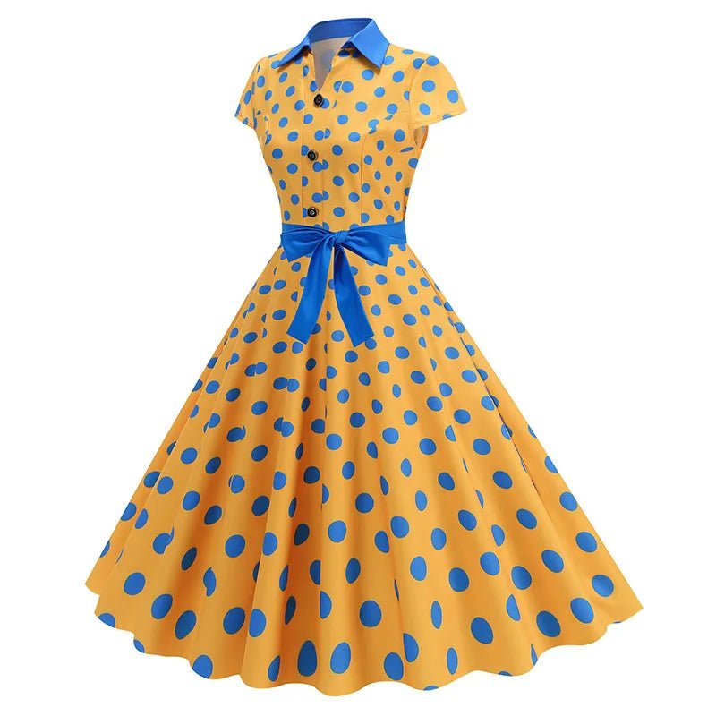 Robe Années 50 Jaune a Pois - Louise Vintage