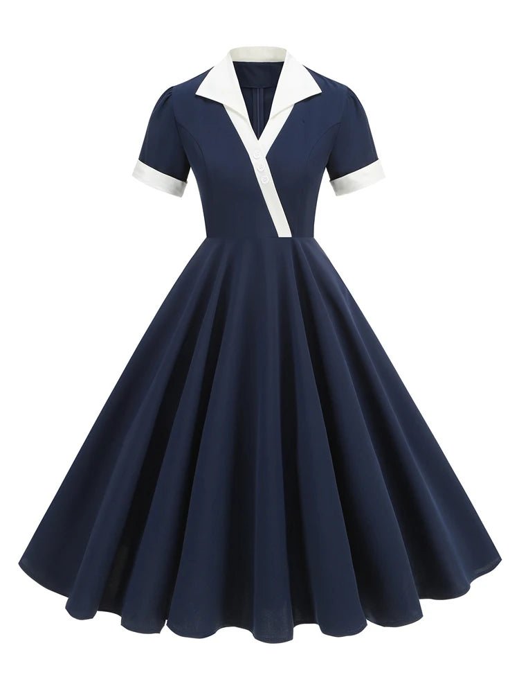 Robe Années 50 Vintage Marine - Louise Vintage