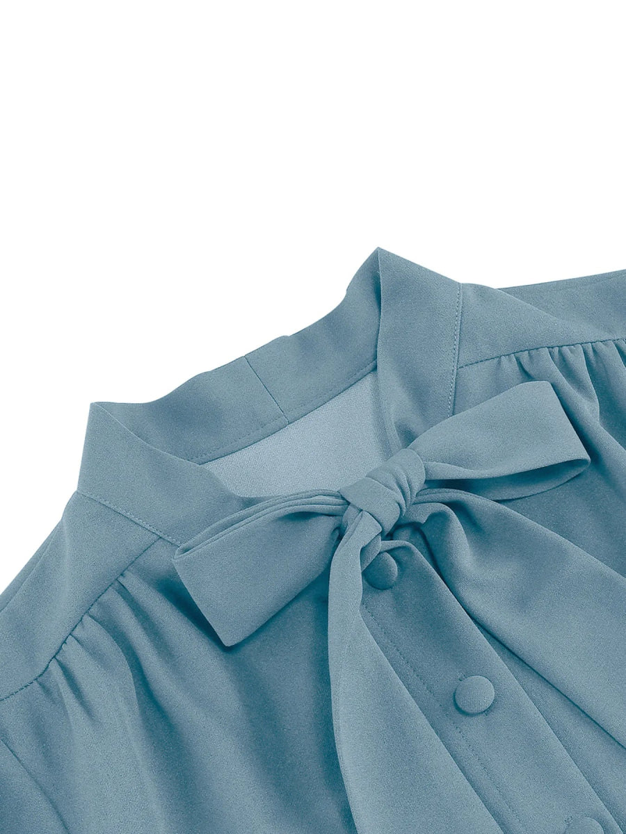 Robe Années 60 Bleu Unie - Louise Vintage