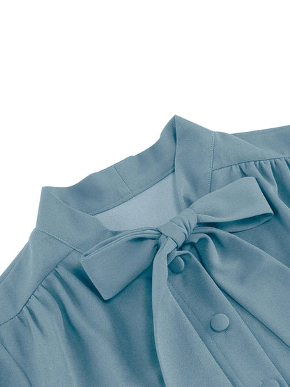 Robe Années 60 Bleu Unie - Louise Vintage