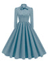 Robe Années 60 Bleu Unie - Louise Vintage