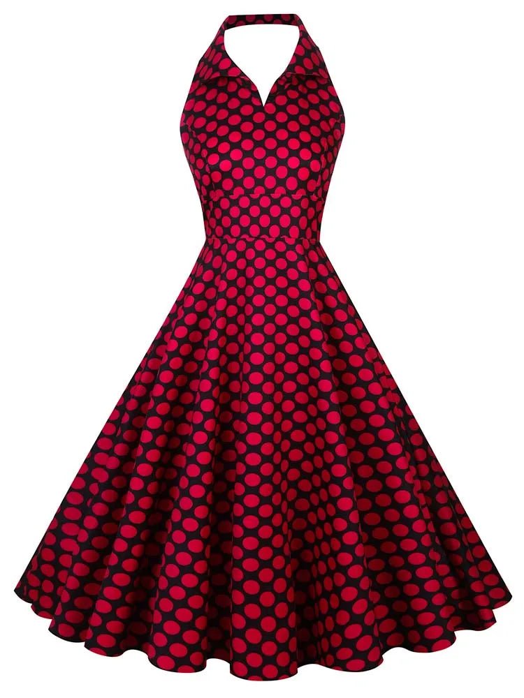 Robe Années 60 Elastique à Pois - Louise Vintage