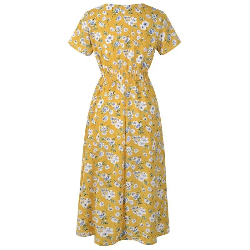 Robe Années 60 Elastique Jaune - Louise Vintage