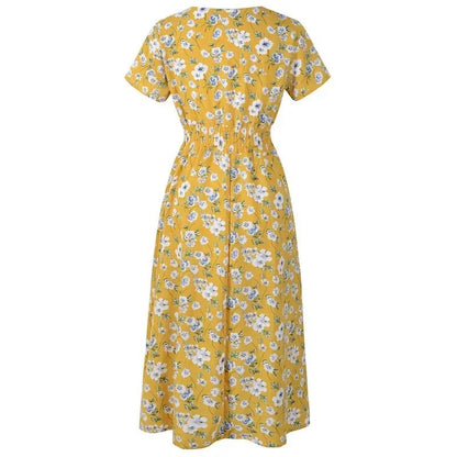 Robe Années 60 Elastique Jaune - Louise Vintage
