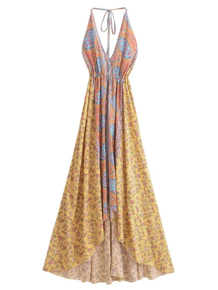 Robe Années 70 Hippie Flower Power - Louise Vintage