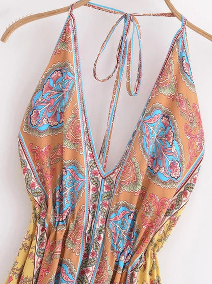 Robe Années 70 Hippie Flower Power - Louise Vintage