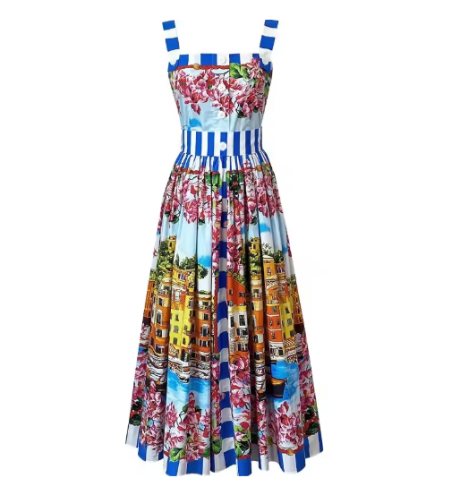 Robe Bleue Fleurs Vintage - Louise Vintage