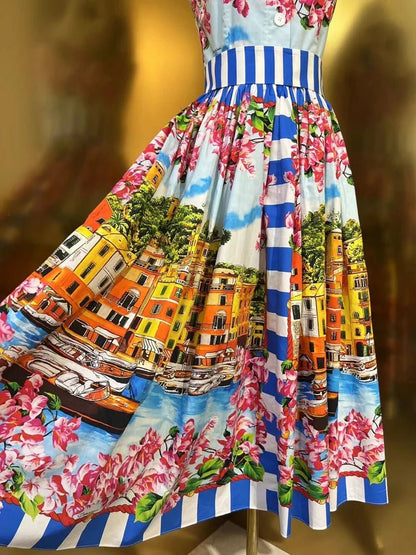 Robe Bleue Fleurs Vintage - Louise Vintage