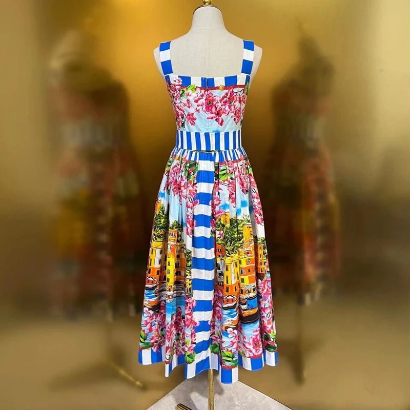 Robe Bleue Fleurs Vintage - Louise Vintage