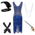 Robe Charleston Année 20 Bleu (Avec Accessoires) - Louise Vintage