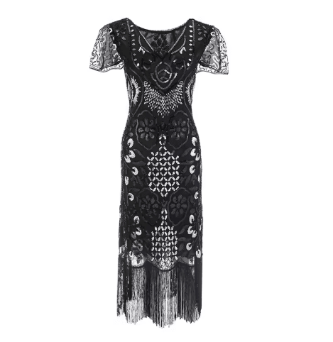 Robe Cocktail Année 20 Argent - Louise Vintage