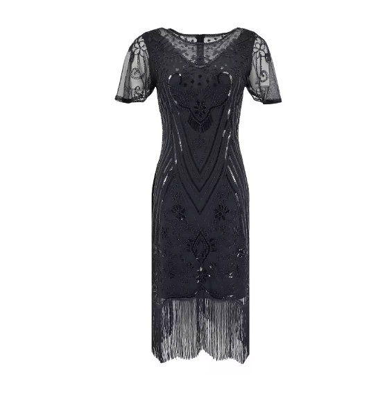 Robe Cocktail Année 20 Noire - Louise Vintage
