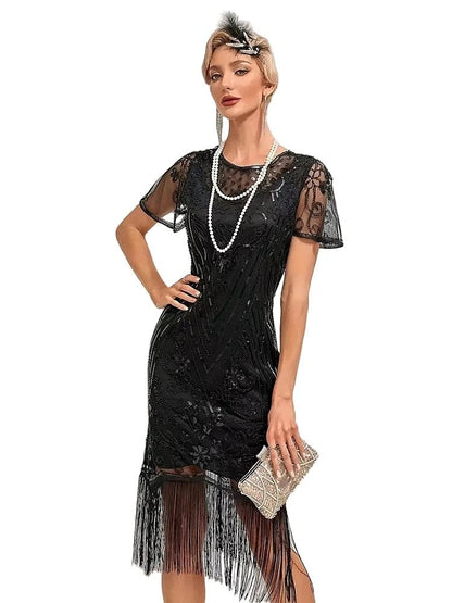 Robe Cocktail Année 20 Noire - Louise Vintage