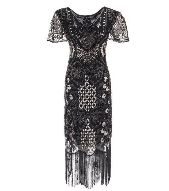 Robe Cocktail Année 20 Noire - Louise Vintage