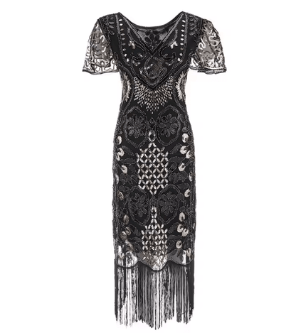 Robe Cocktail Année 20 Noire - Louise Vintage