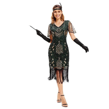 Robe Cocktail Année 20 Verte - Louise Vintage