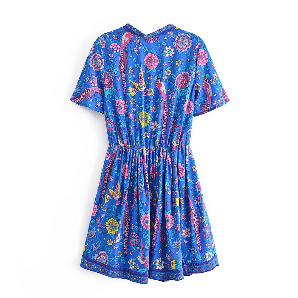 Robe Courte Année 70 Bleue - Louise Vintage