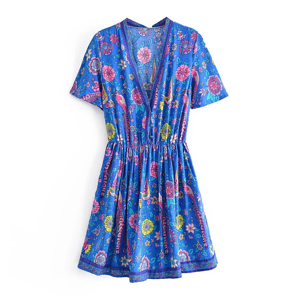 Robe Courte Année 70 Bleue - Louise Vintage