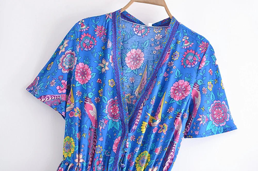 Robe Courte Année 70 Bleue - Louise Vintage