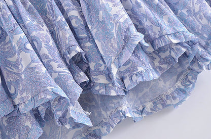 Robe Courte Vintage Fleurie Bleu - Louise Vintage