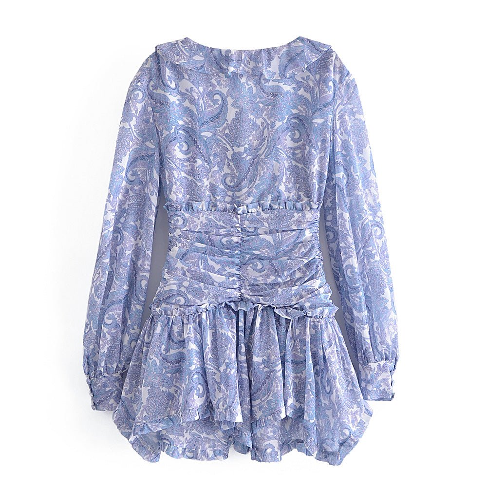 Robe Courte Vintage Fleurie Bleu - Louise Vintage