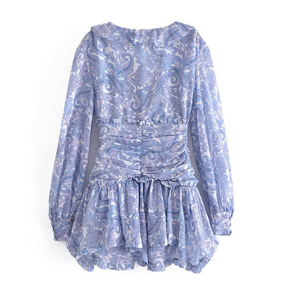 Robe Courte Vintage Fleurie Bleu - Louise Vintage