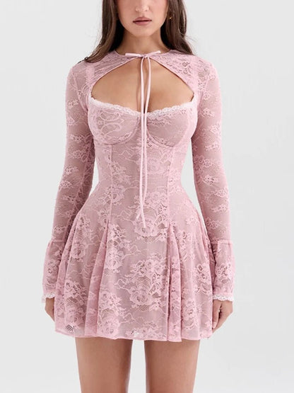 Robe Courte Vintage Fleurie Rose - Louise Vintage