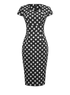 Robe Crayon Année 50 Noir Pois - Louise Vintage