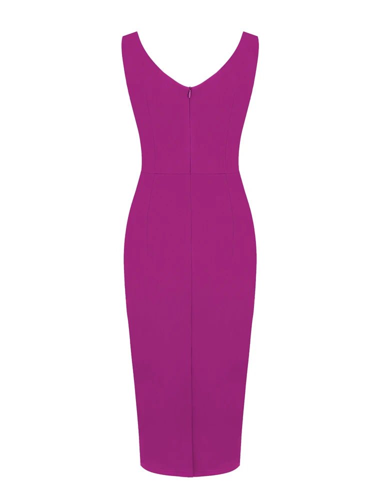 Robe Crayon Année 60 Violet - Louise Vintage