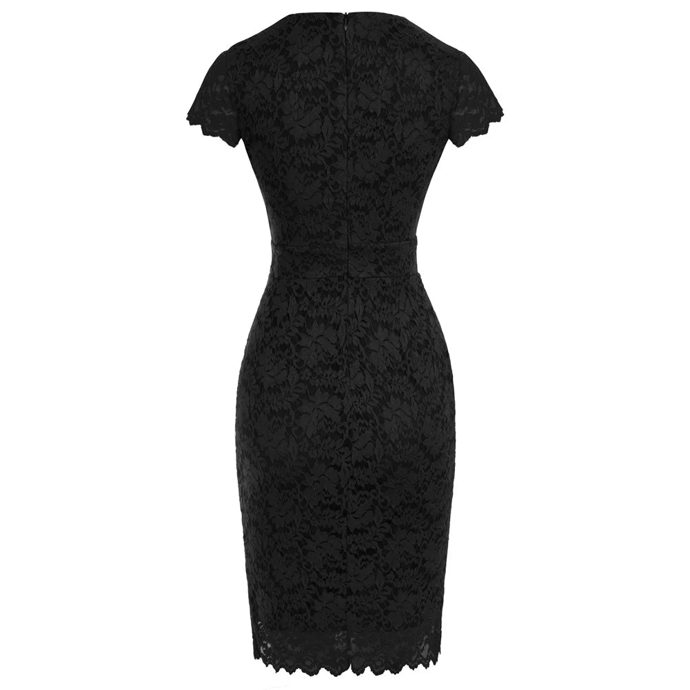 Robe Crayon Dentelle Vintage Noire - Louise Vintage