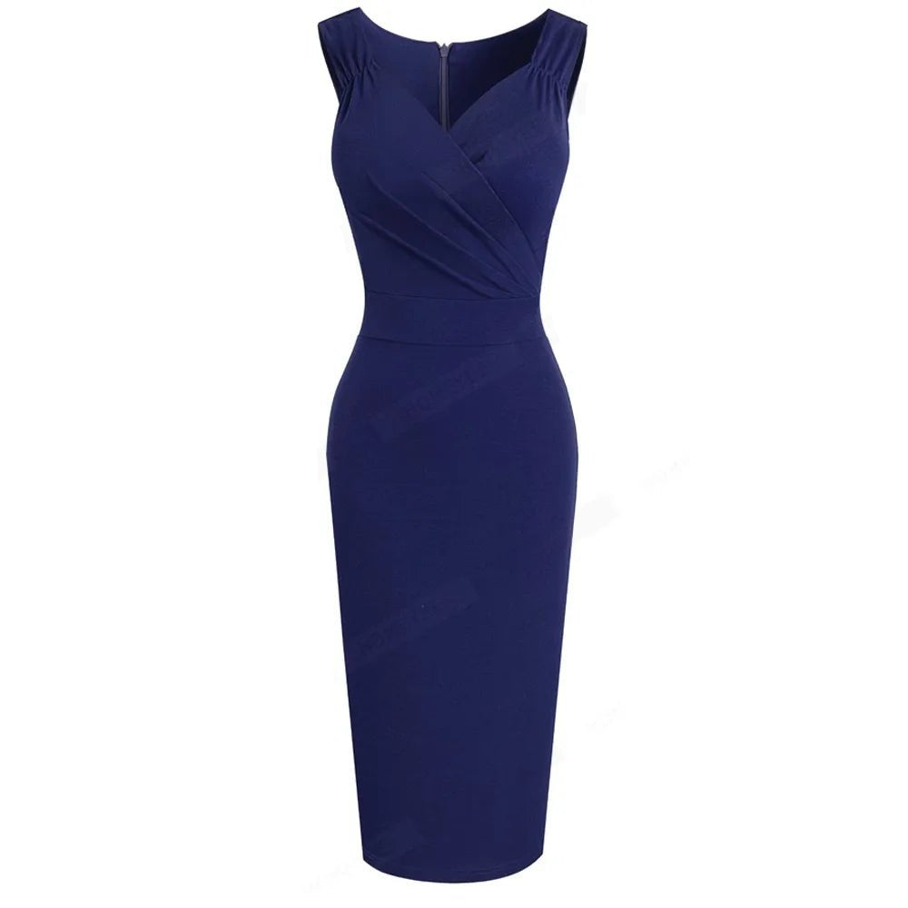 Robe Crayon Vintage Année 50 Bleu - Louise Vintage