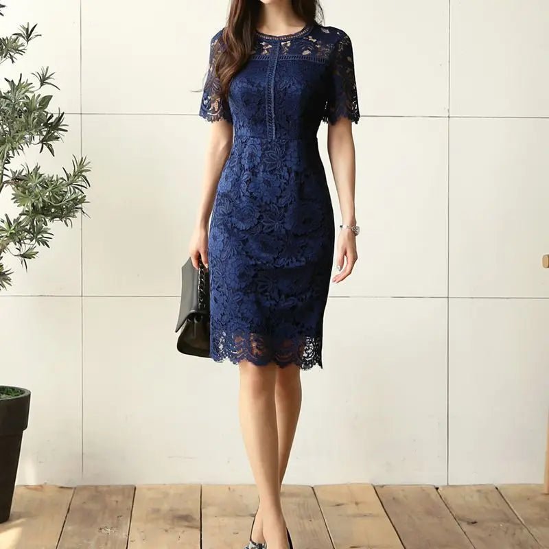 Robe Crayon Vintage Année 50 Marine - Louise Vintage