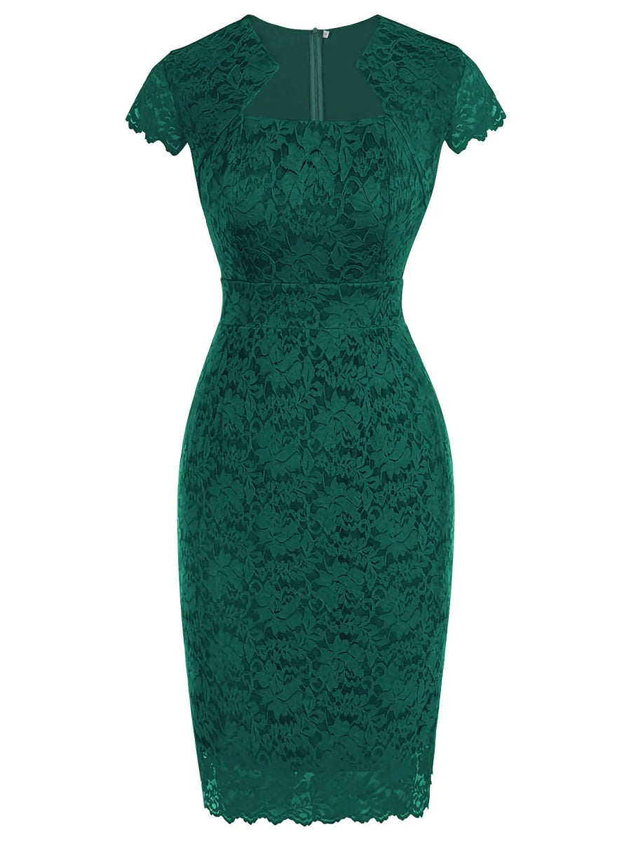 Robe Crayon Vintage Année 50 Vert - Louise Vintage