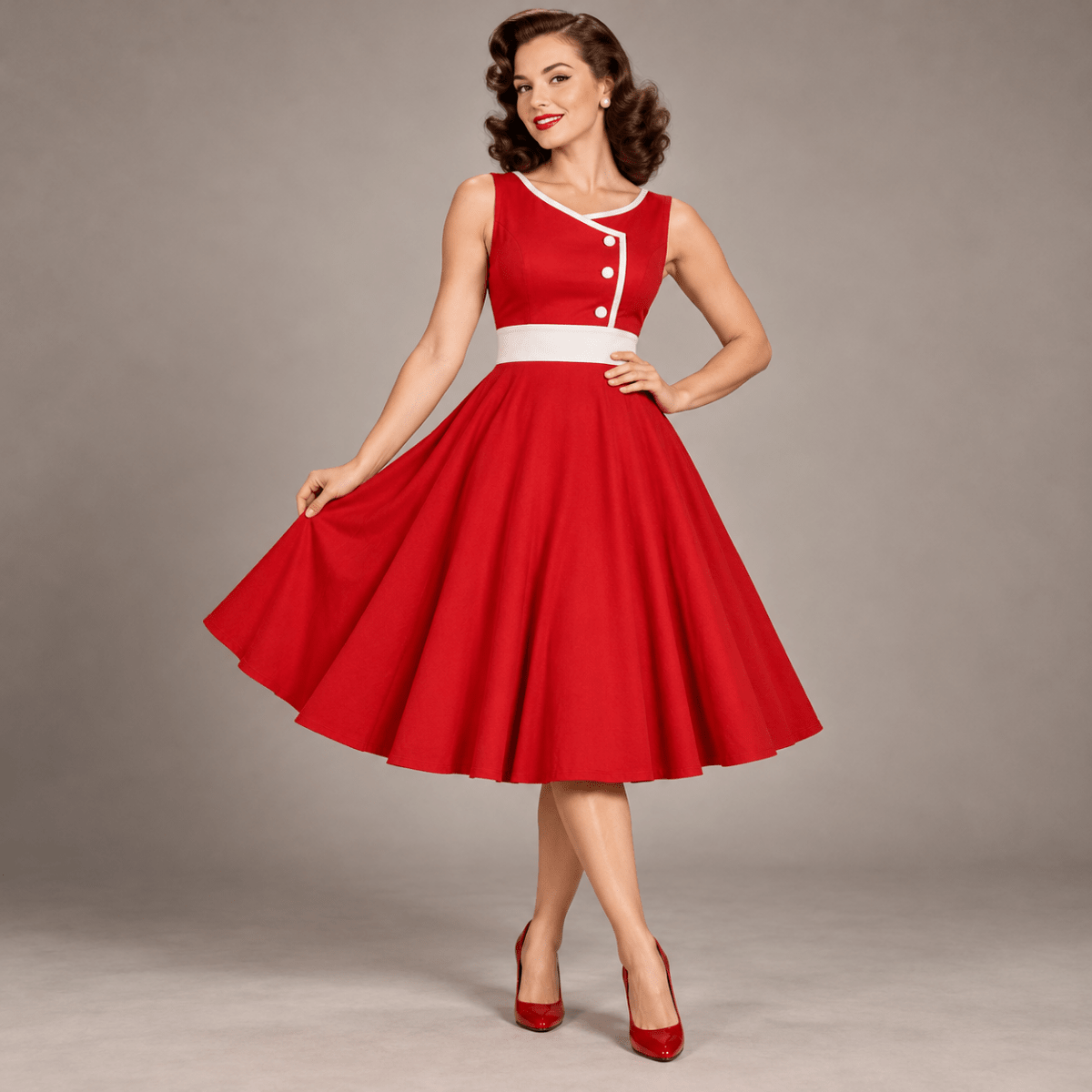 Robe de Cérémonie Année 50 Rouge - Louise Vintage