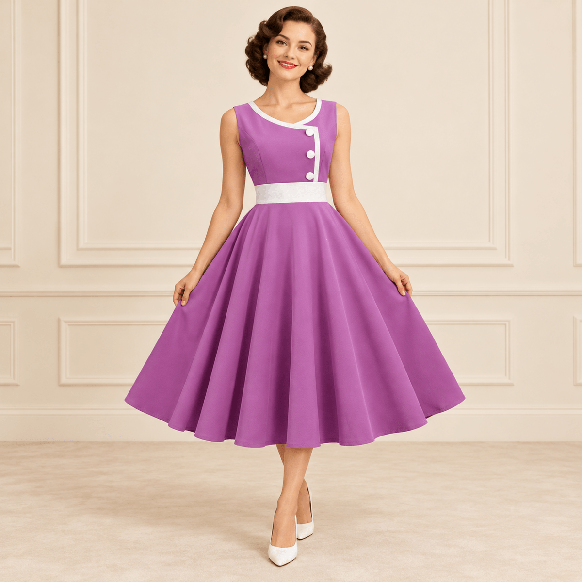 Robe de Cérémonie Année 50 Violet - Louise Vintage