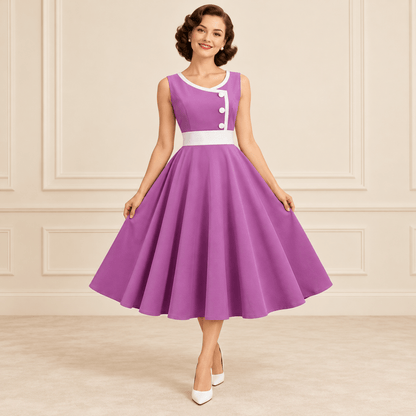 Robe de Cérémonie Année 50 Violet - Louise Vintage