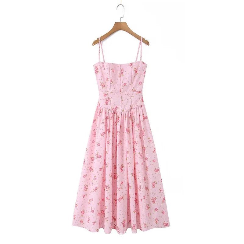 Robe de Cérémonie Vintage Fleurie Rose - Louise Vintage