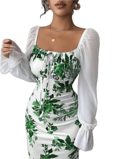Robe de Cérémonie Vintage Fleurie Verte - Louise Vintage