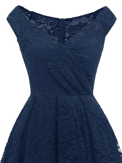 Robe de Soirée des Années 50 Dentelle Bleu - Louise Vintage
