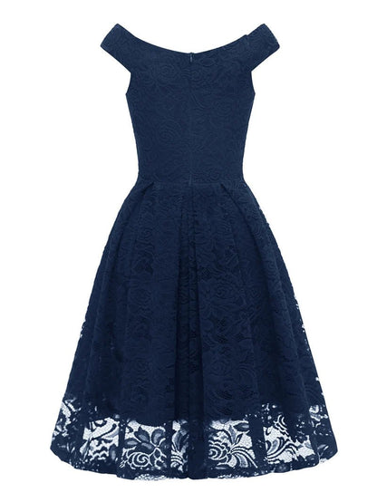 Robe de Soirée des Années 50 Dentelle Bleu - Louise Vintage