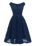 Robe de Soirée des Années 50 Dentelle Bleu - Louise Vintage