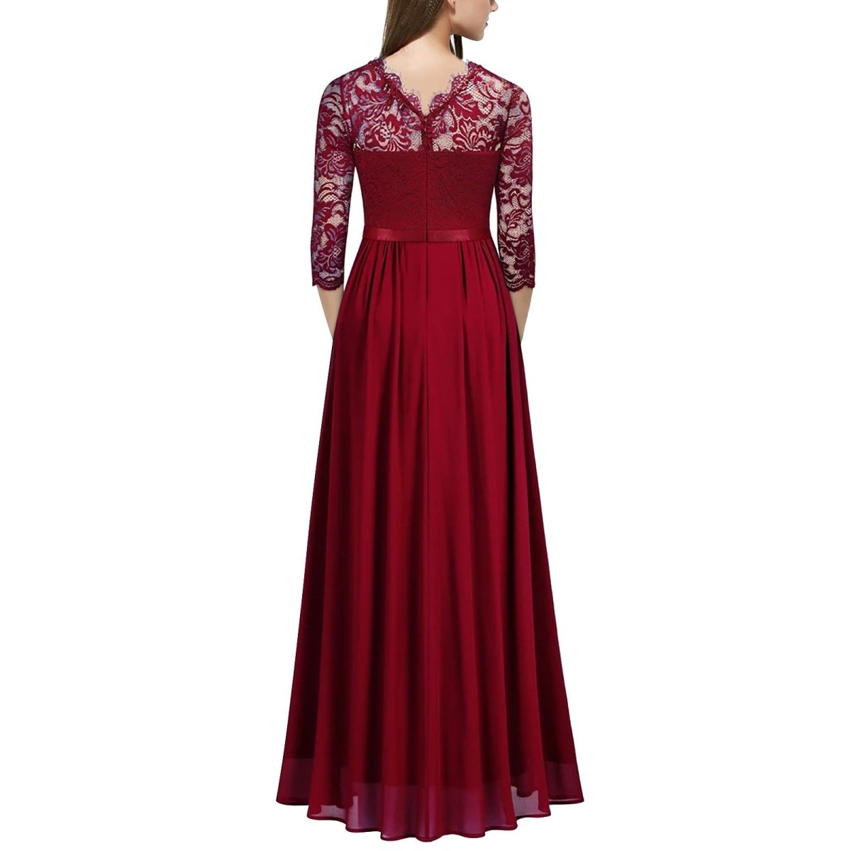 Robe de Soirée des Années 50 Dentelle Bordeaux - Louise Vintage