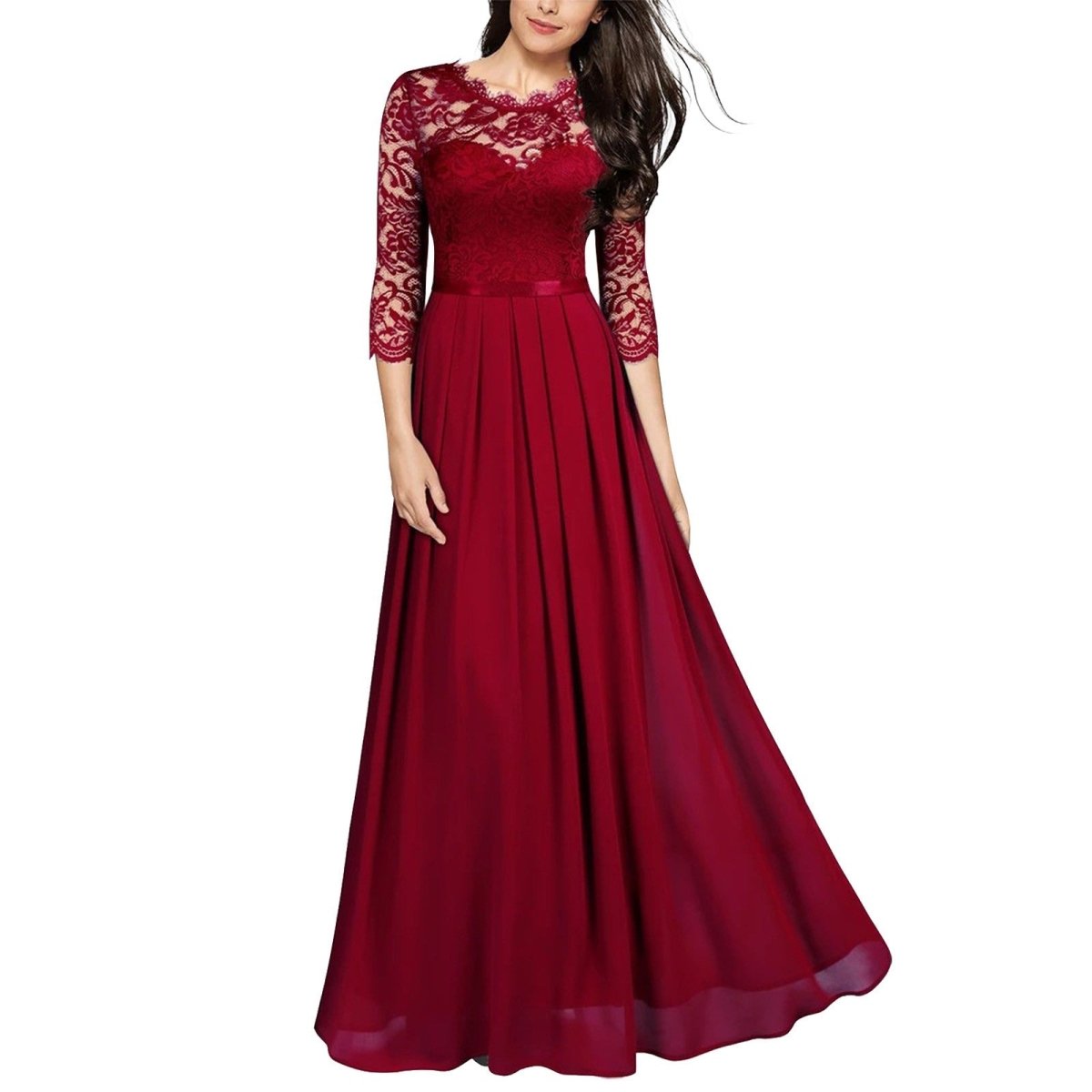 Robe de Soirée des Années 50 Dentelle Bordeaux - Louise Vintage